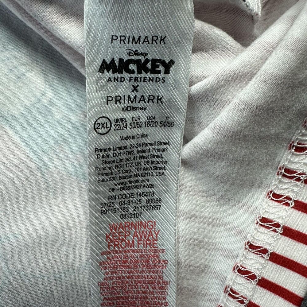 Disney x Primark Pajama Top Womens 2XL Red Mickey Minnie Christmas Button Shirt - Picture 5 of 9